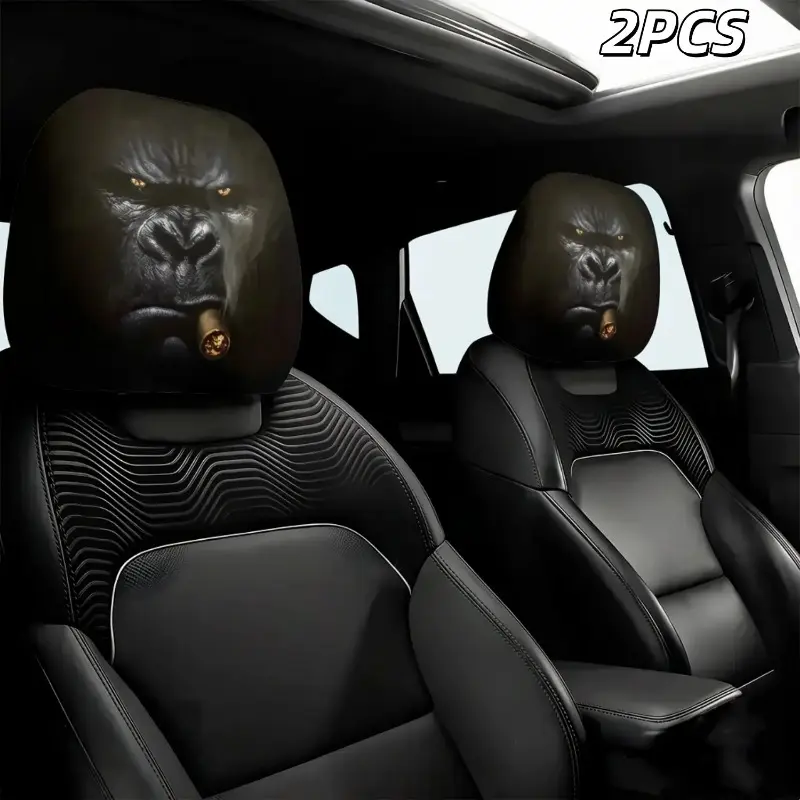 2PCS Cool Car Seat Headrest Covers, Soft Neck Support Cushions, Elastic Wear‑Resistant Universal Vehicle Interior Decor Practical Auto Accessory