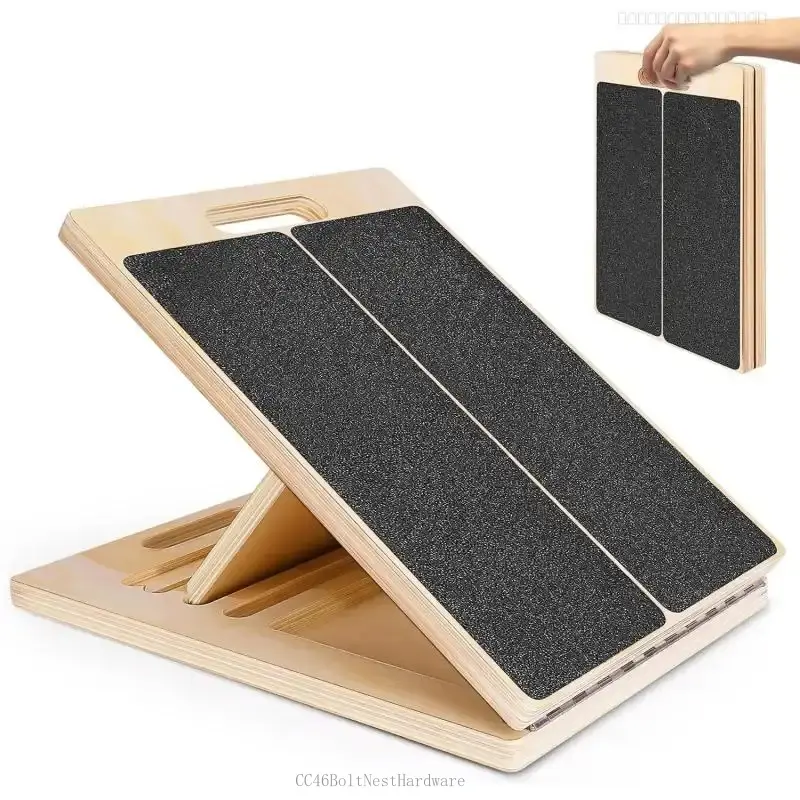FFSummitSupply7CC46 BoltNestHardware Portable Lightweight Wooden Adjustable Incline Board - Calf Stretching, Physical Therapy Tool with Multiple Inclined Angles for Knees, Ankle, Heel