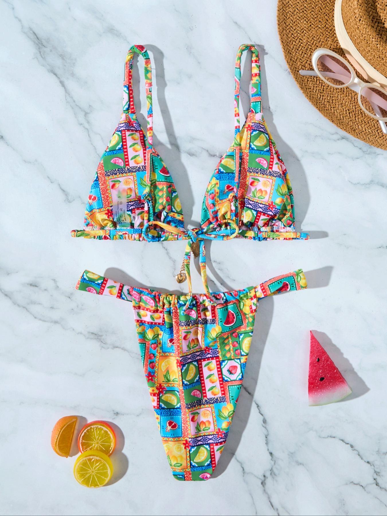 Two-piece Set Women's All Over Print Bikini Set, Casual Fashion Chic Swim Top & Swim Bottom Set for Beach Holiday Vacation, Ladies Swimwear for All Seasons, Flower Print Bikini, Bikinis Set, Floral Print Swimsuit, Swimsuit Set