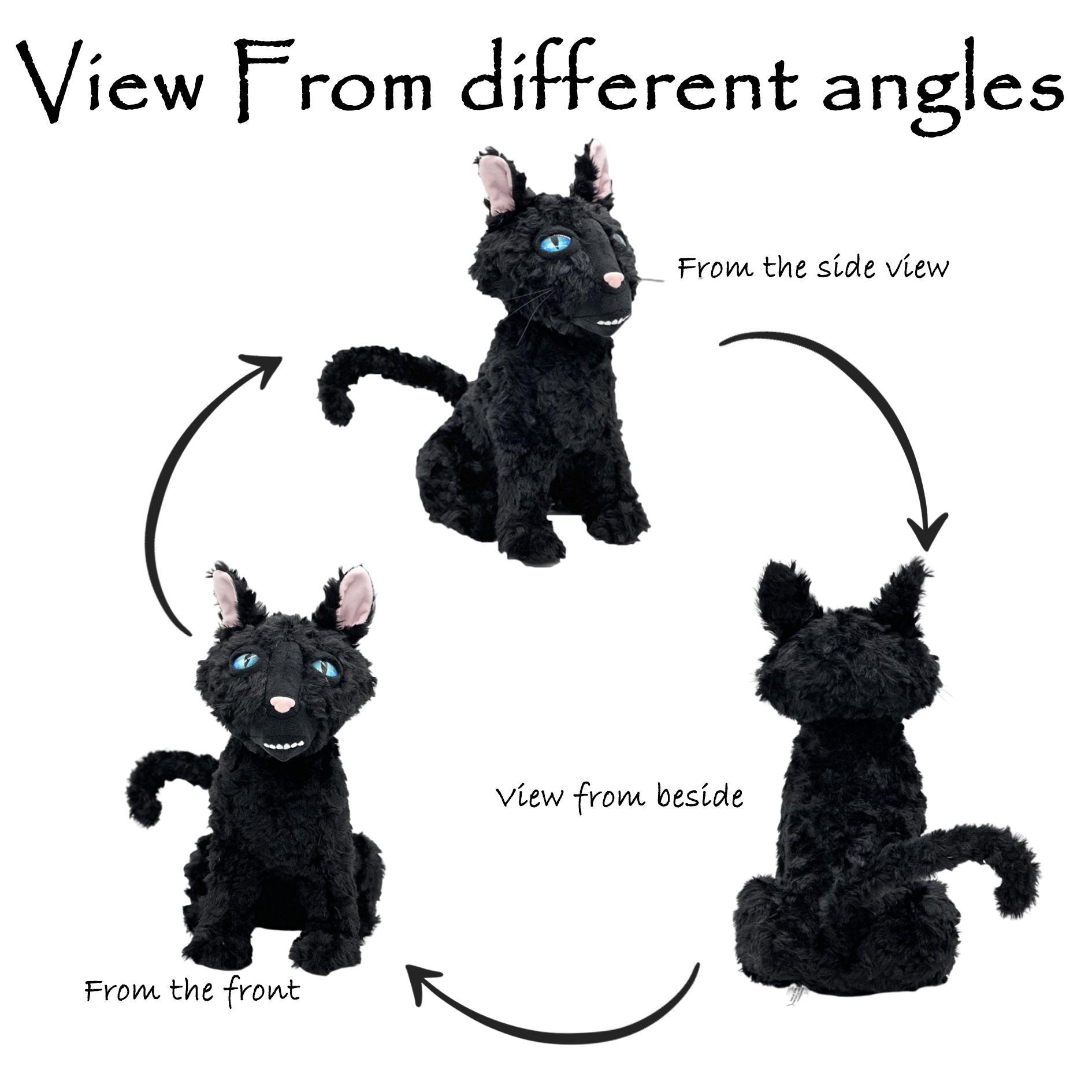 34cm/13.38in Black Cat Plush Toy, Cute Cat Plushie, Stuffed Animal Anime Doll, Desk Ornament, Decorative Toy, Perfect Toy, Soft Stuffed Figure, Huggable Collectible, Soft Cuddly Gift
