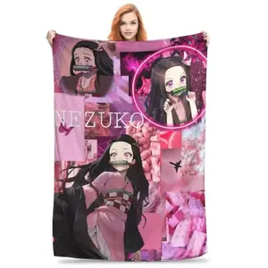 Demon Slayer Mitsuri Kanroji Blanket Ultra Soft Flannel Cozy Super Warm Multifunction Bedroom Couch Sofa Travel Bedding Throw Decor Spring Autumn Birthday Gift Christmas Gift for Anime Fans Teens Women Men Love Hashira Style