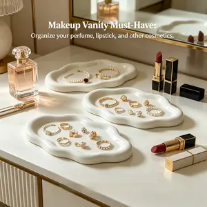 3 Piece Cloud Shape Jewelry Tray Set, Cute Irregular Storage Dish, Ideal for Rings, Keys, Cosmetics, Bedroom Decorations