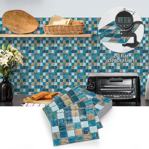 12pcs Crystal Mosaic Self-Adhesive Wall Tiles, Waterproof Moisture-Resistant, Ideal for Kitchen Bathroom Decor, Easy Installation