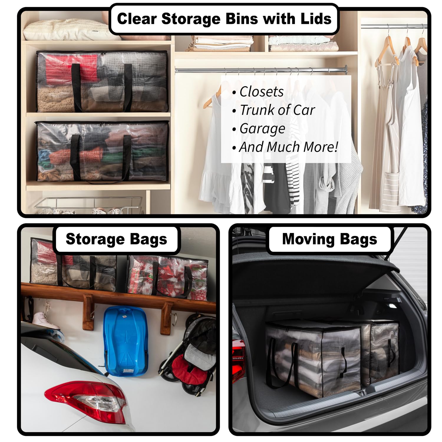 Oversized Moving Bags or Storage Bag – Large Moving Boxes with Backpack Straps, Zippers & Handles – Heavy-Duty Packing Bags for Moving, College Dorm, Christmas Decorations