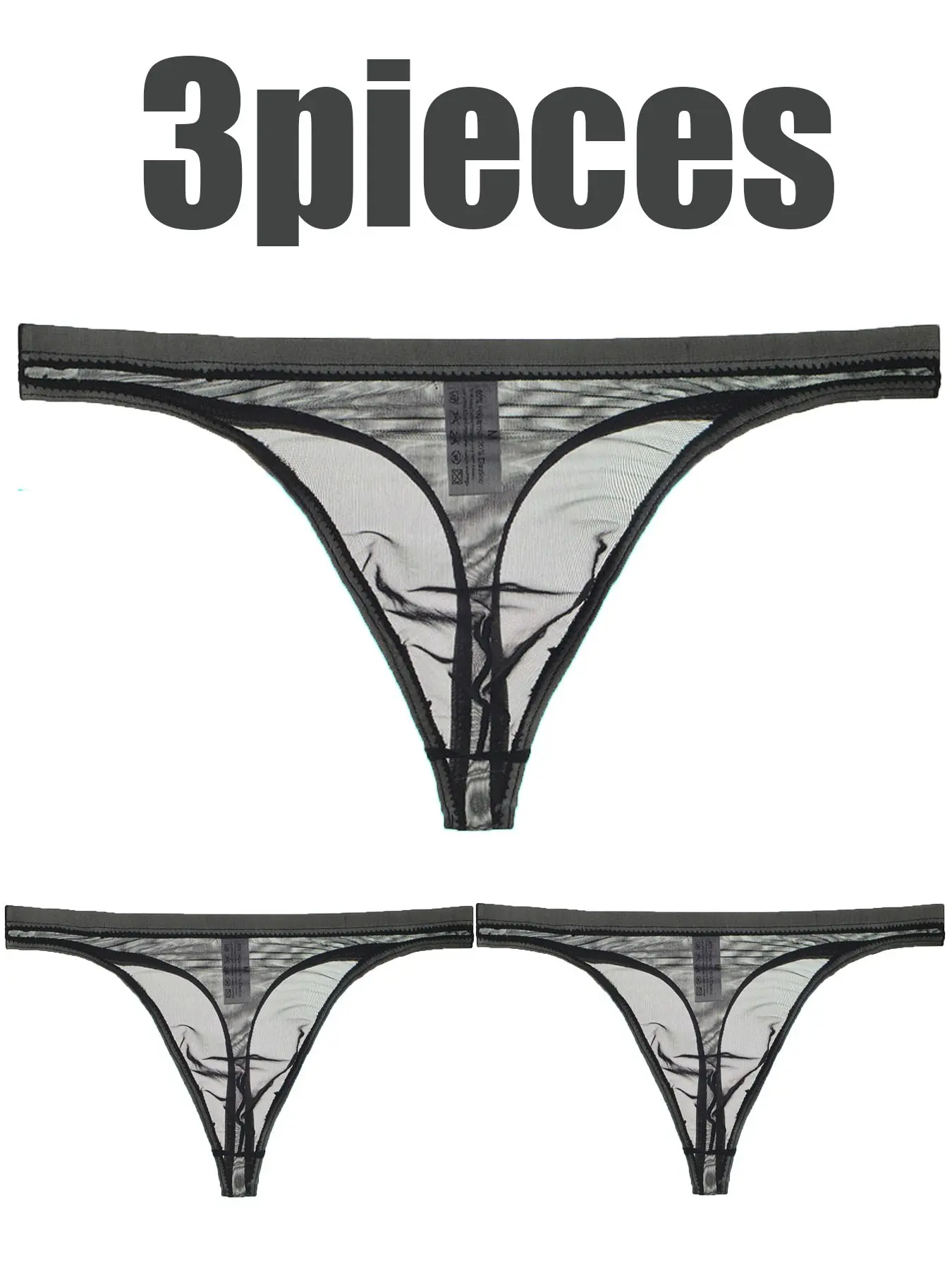 3-Pack Sheer Mesh Briefs for Men, Everyday Briefs, Transparent Breathable Quick-Dry Boxers, Slim-Fitting Casual Style Underwear, Breathable Comfy Underwear for All Seasons