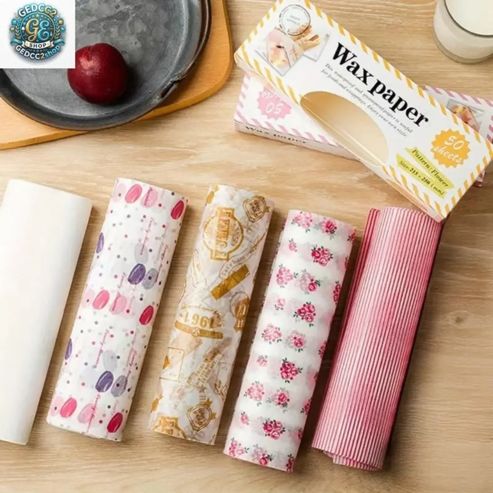 Cute Printed Greaseproof Wrapping Paper - Sheet Form Camping & Hiking Hammock Accessory, Baking Sheets for Sandwiches, Party Packaging