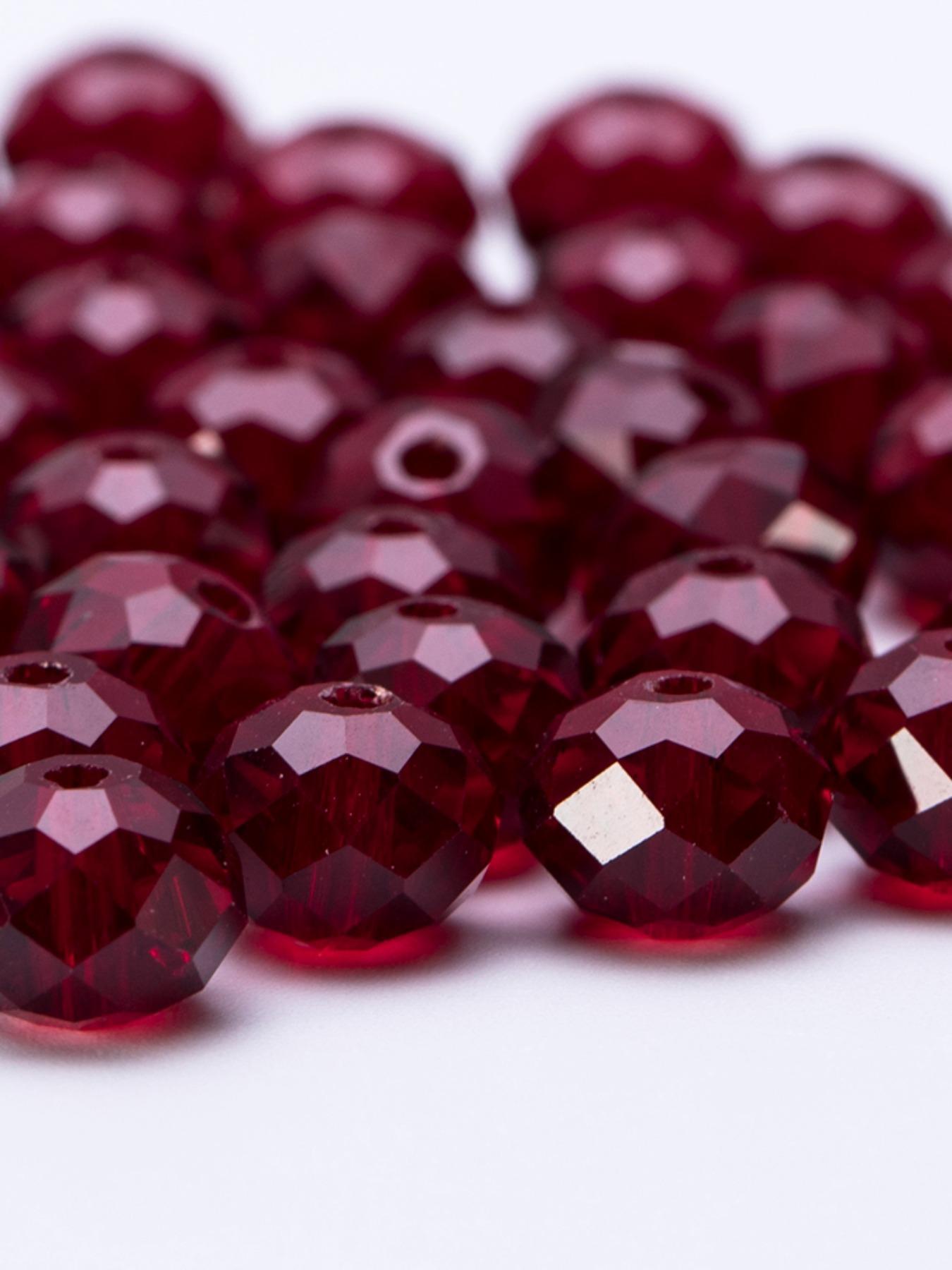 4/6/8mm Red Glass Beads, Faceted Crystal Glass Beads, Fashion Accessories for Handmade DIY Necklace Bracelet Earrings, DIY Jewelry Making Craft Supplies