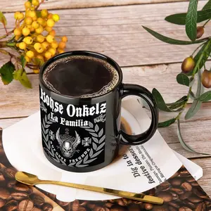 11oz Ceramic Coffee Mug with Böhse Onkelz La Familia Skull Design, Perfect for Home Use or Outdoor Display, Unique Gift Idea