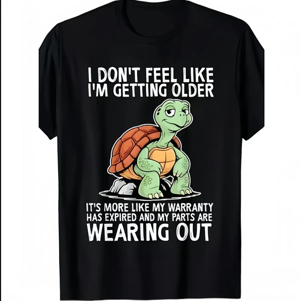 Crew Neck Funny Aging Turtle Quote Graphic Tee, Humor Tops for Those Who Don’t Feel Like Getting Older, Breathable Short Sleeve Funny Shirts (Sports & Outdoor Clothing)