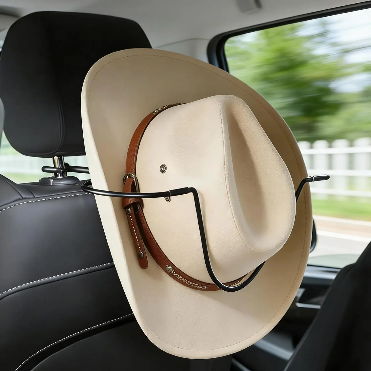 Folding Design Hat Rack for Car Cowboy Hat Holder for Truck SUV Keeps Hat Shape Automotive Seat Back Hard Hat Holder & Clothes Hanger Cowboy Hat Organizer for Automotive Travel
