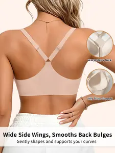 Front Closure Bras for Women Racerback jelly Bra No Underwire Seamless Push Up T-Shirts Bras Supportive Womens Bralettes
