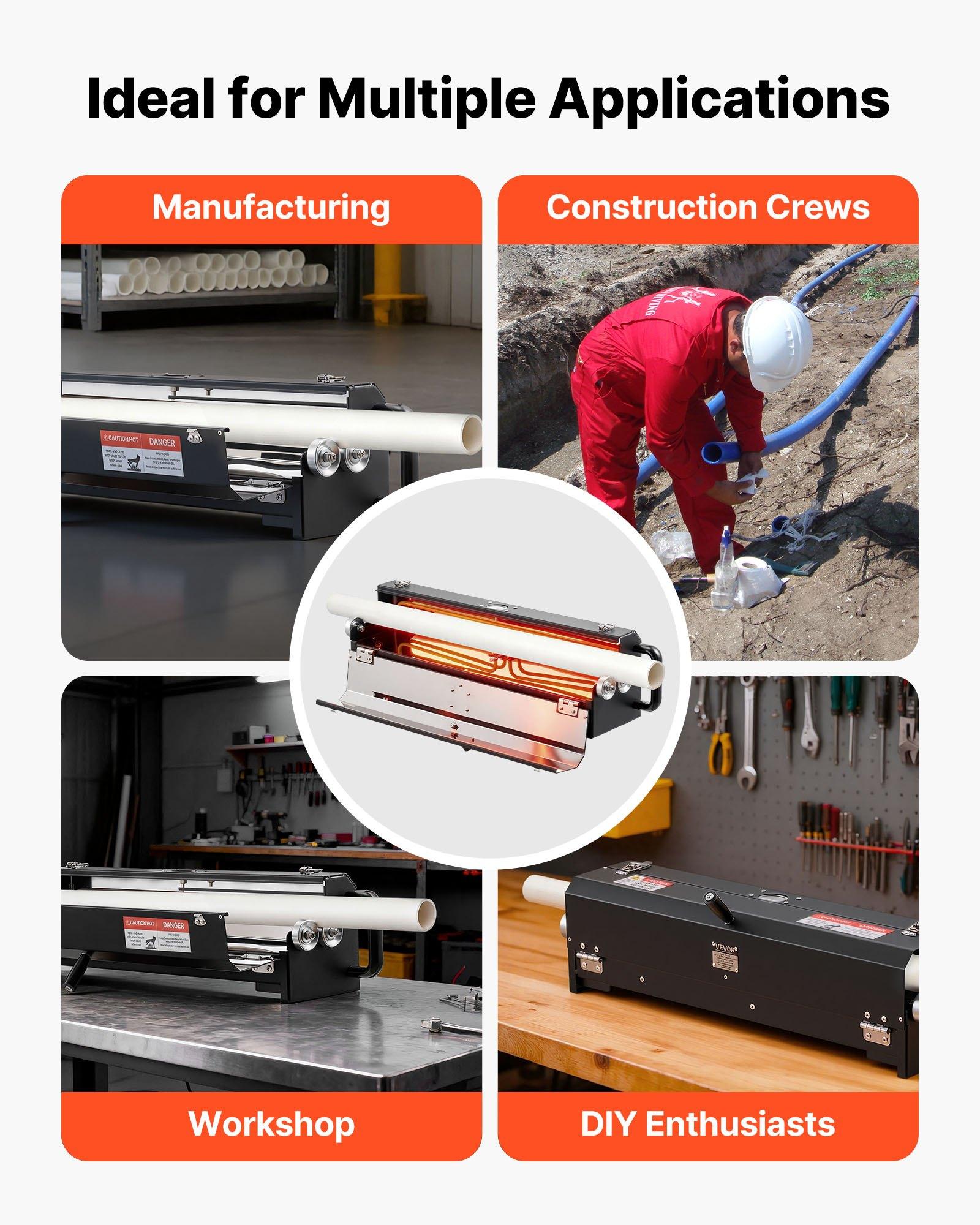 VEVOR Electric PVC Conduit Heater, 1/2" to 2", 1200W Rapid and Even Heating, PVC Bender Heater Pipe Bending Tool with Carrying Handle, Easy to Use, for Construction Crews, DIY Enthusiasts, Workshop