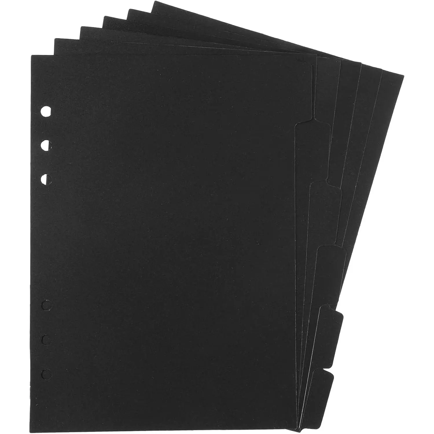 6 count 6 Ring A5 Binder Dividers, Black A5 Binder Divider Index with Tabs Insertable Plastic Index Divider Sheets for Binders Notebook Journal Diary Memo Notepad (Black)