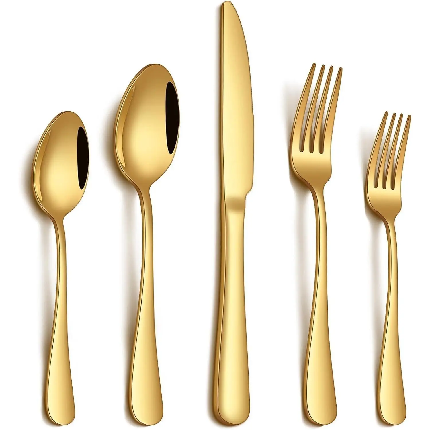 20 Piece Gold Silverware Set, Stainless Steel Flatware Set for 4, Food Grade Mirror Polished Cutlery Set with Knife Fork Spoon, Dishwasher SafeGift