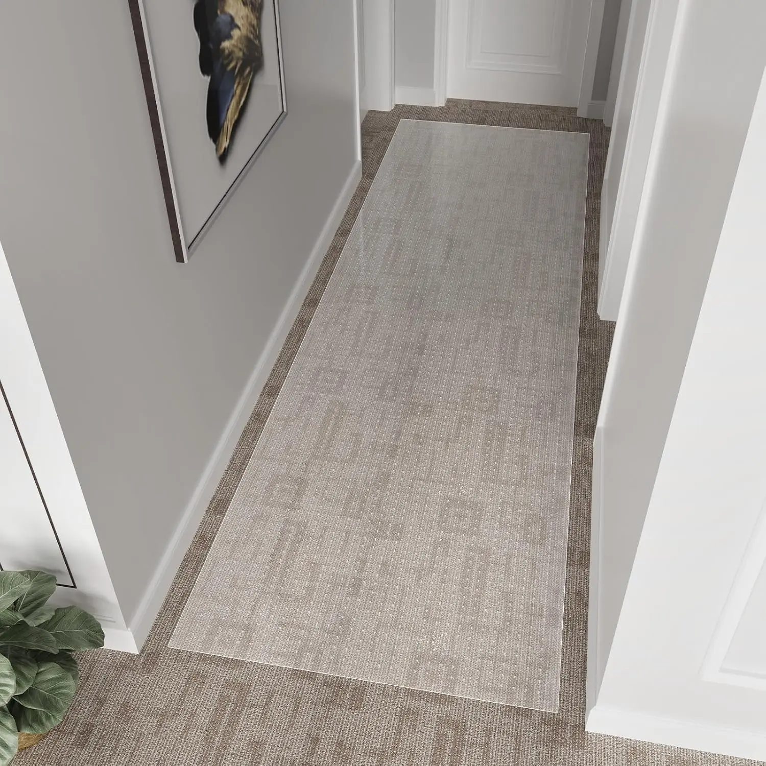 2' x 6' Plastic Runner Mat for Hallway Runner Rug for Carpet,  Vinyl Floor Mat for Carpeted Floors, Slip Resistant with Grips, Carpet Protector for  (Clear)