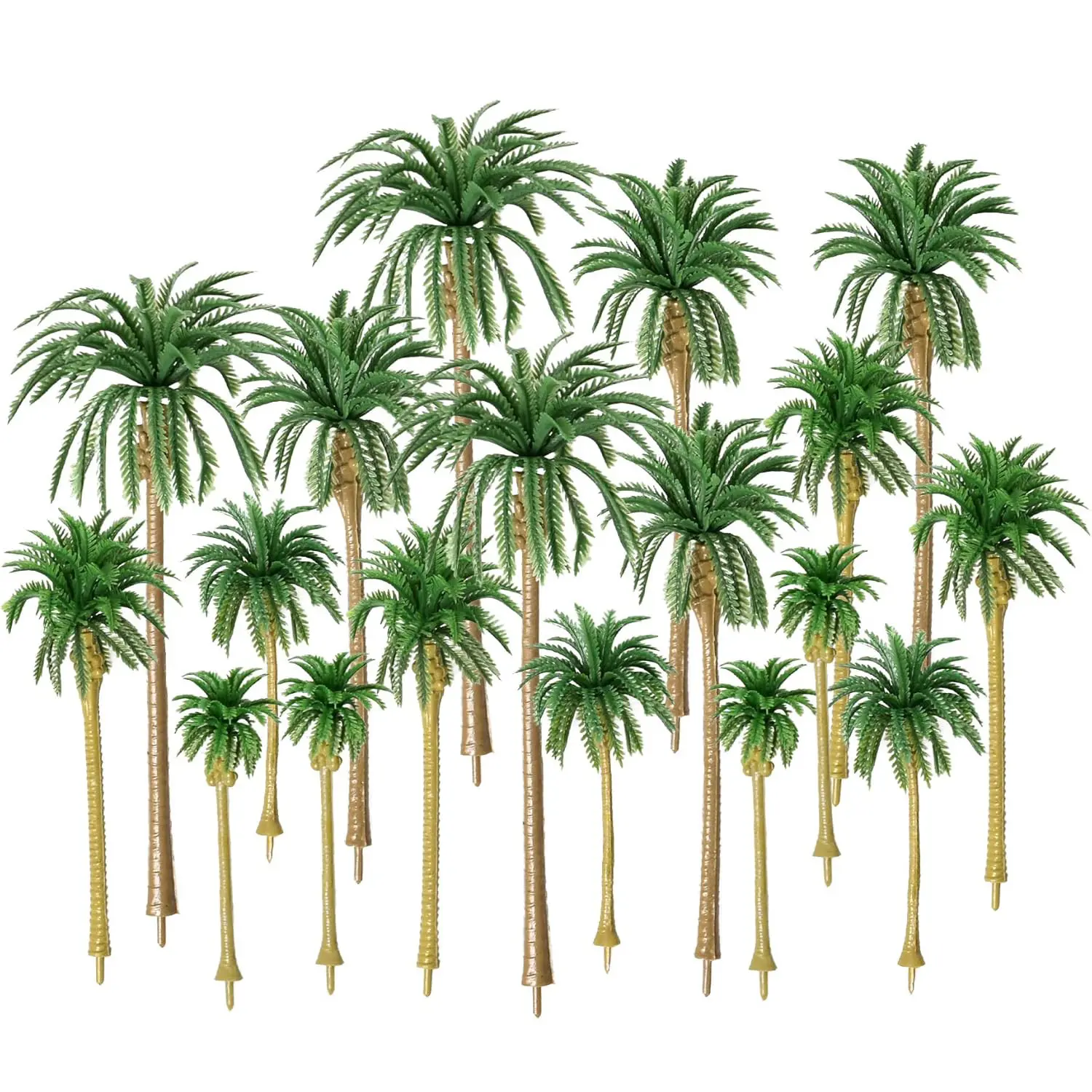 20pcs Artificial Palm Tree Models, Summer Hawaii Party Decor, Miniature Fake Plastic Trees, DIY Scenery & Landscape Decoration
