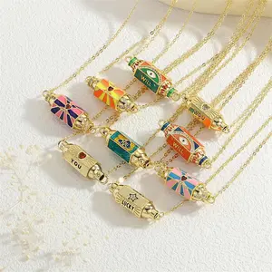 Hexagonal Retro Pendant Necklace for Women - Oil-Drip Inlaid Zircon, Unique Stackable Design, Long-Lasting Costume Jewelry, Avant-Garde Crystal Art Internet Celebrity-Style Valentine's Day Gift, Necklaces For Women, Avant-Garde Necklaces