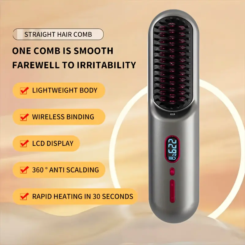 Wireless Straightening Comb with Negative Ions for Hair Care, Portable And Suitable for Both Straightening And Curling, a Magical Tool for Creating Voluminous Hairstyles