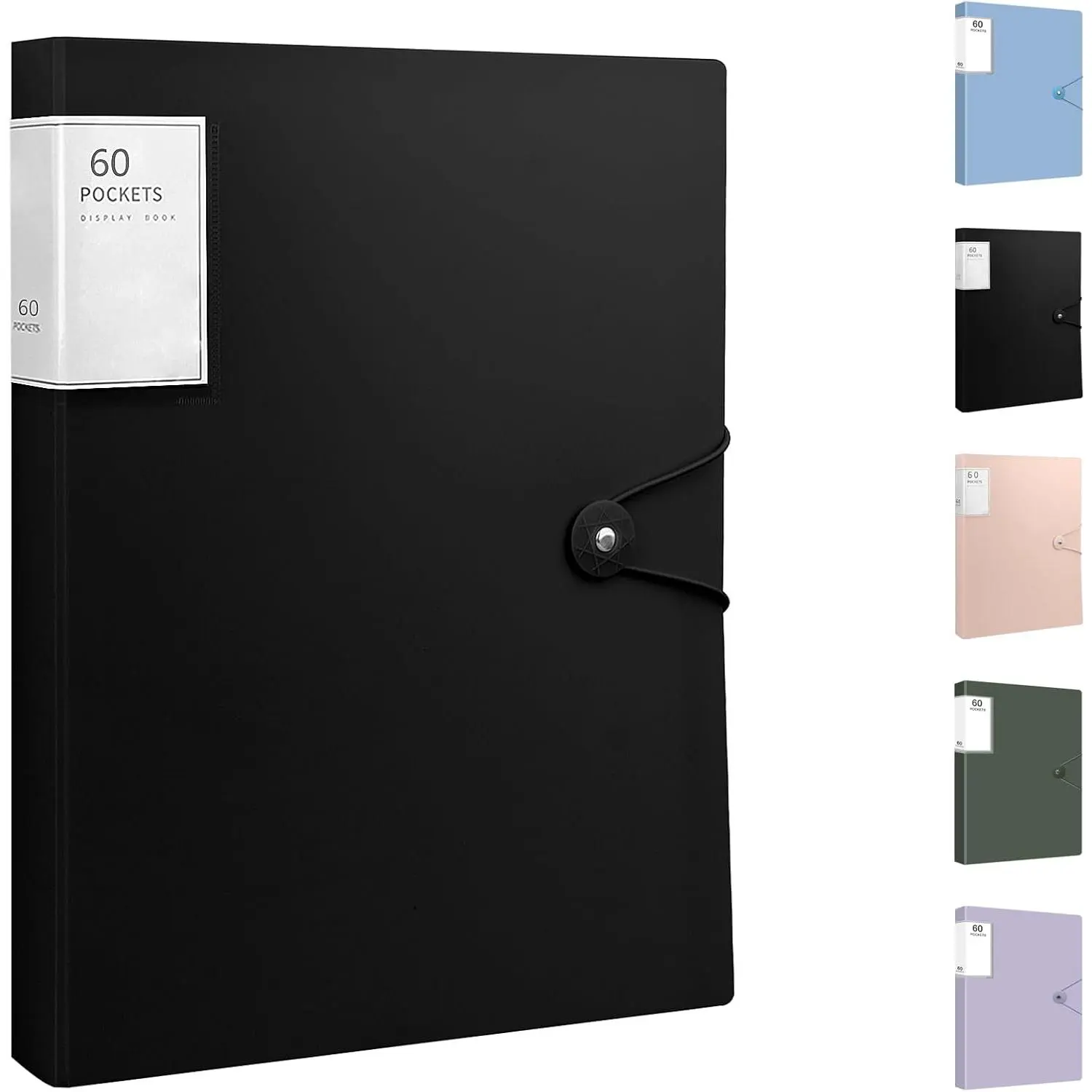 Presentation Binder with Plastic Sleeves, Art Portfolios Folder  Artwork, 60 Pockets Display 120 Pages of 8.5 X 11 or A4 Size Documents, Black, No, One Size