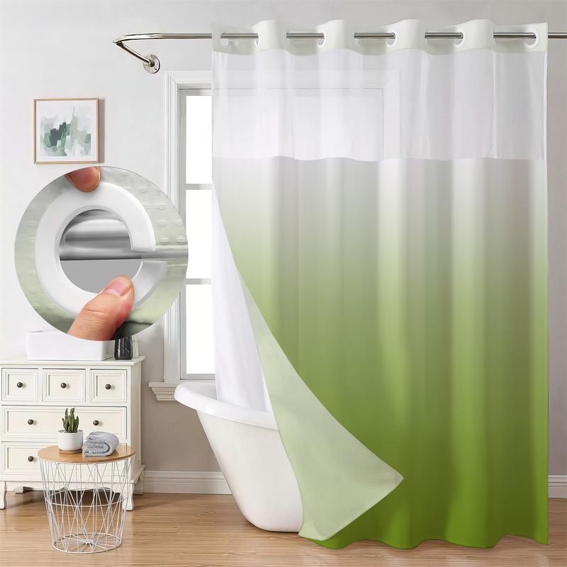 Color Gradient Waffle Shower Curtain, 10 Colors Available, Quick No-Hook Installation, Double Layer with Inner Liner, Stylish Bathroom Decor for Home, Hotel, Salon, Dorm, Bathroom Accessory