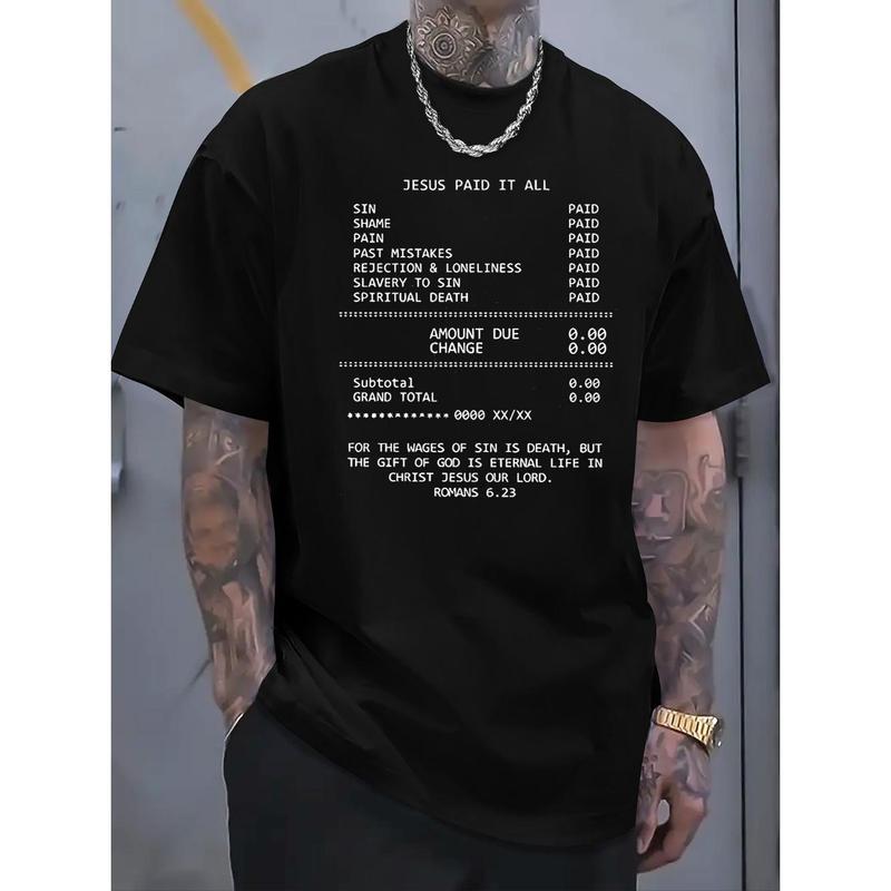 Jesus Paid It All Graphic Tee, Faith-Based Casual Short Sleeve For Summer