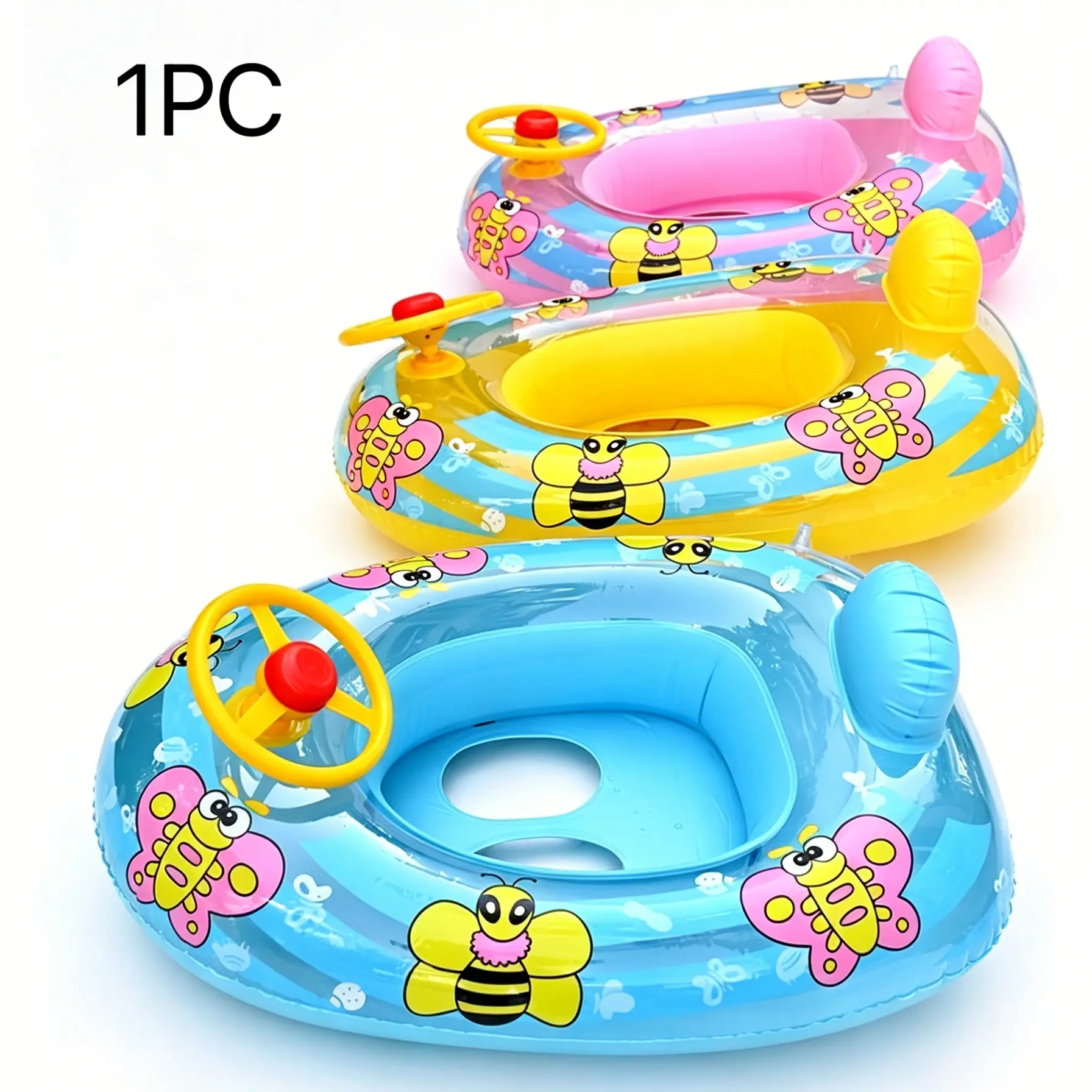 Inflatable Steering Wheel Water Play Boat, Baby Swim Ring, Kids Pool Float, Pool Floaties, Summer Swim Aid, Beach Pool Party Toy, Swimming Gear