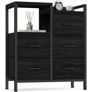 Garvee Commodekast met schuifladen met 5 stoffen laden voor slaapkamer, woonkamer, kinderkamer, hal, 63 x 29 x 75 cm