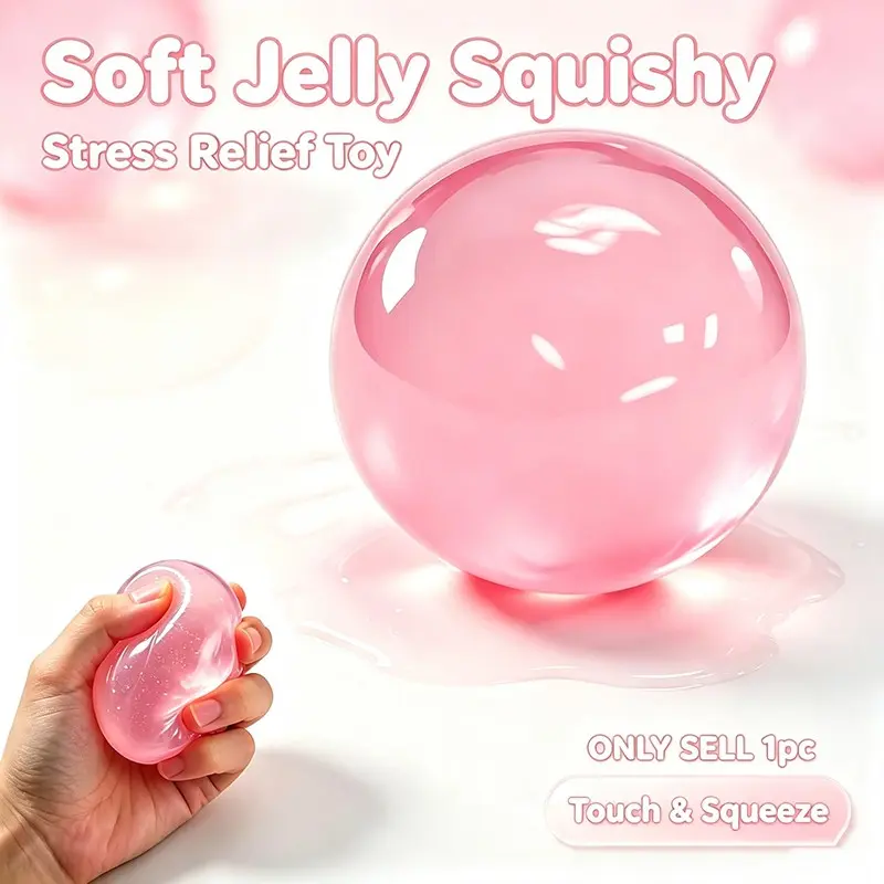 Transparent Coconut Malt Ball, Handmade Stress Relief Toy, Multiple Colors, Portable Fidget Toy for Adults, Office Desk Relaxation Tool