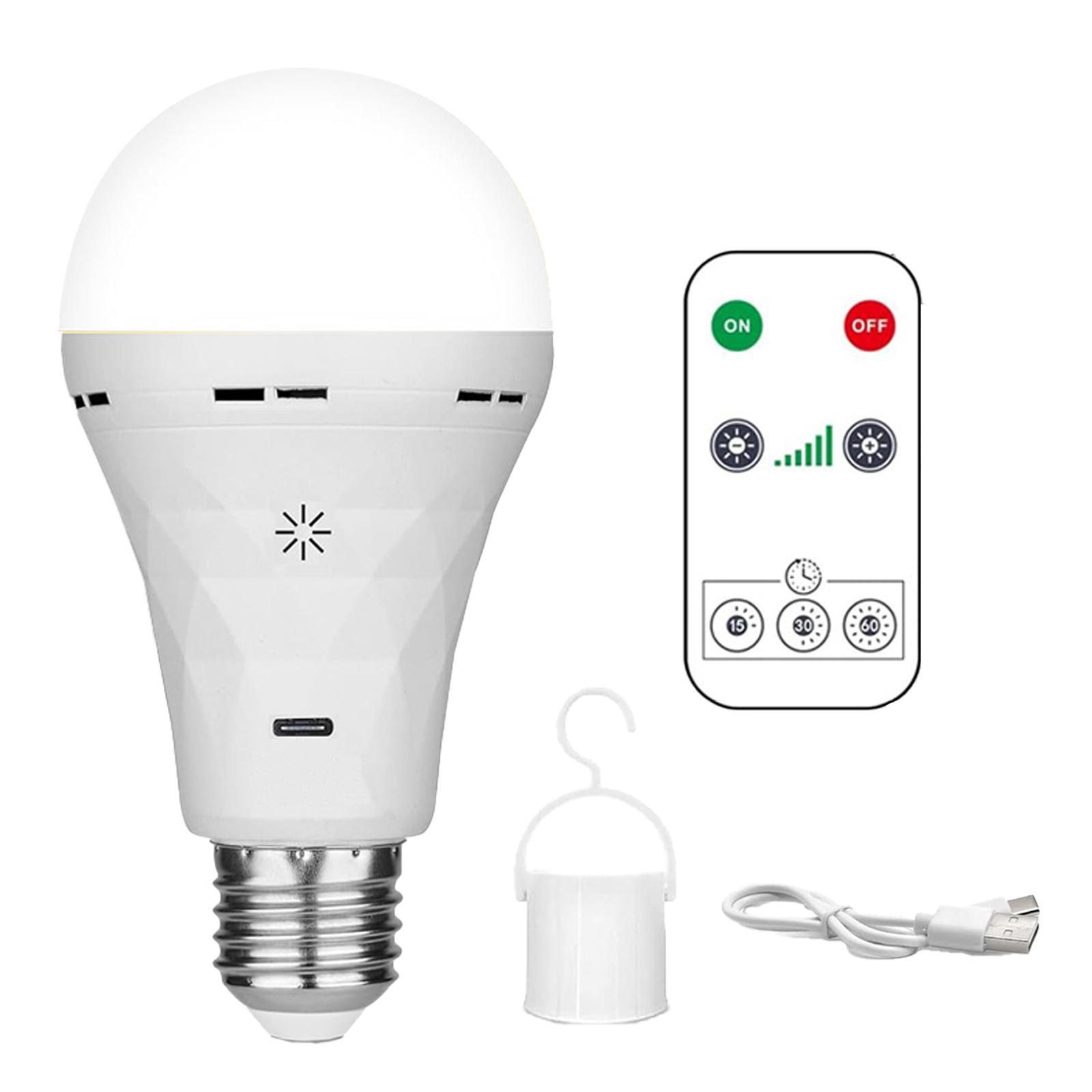 Rechargeable LED Bulb, 1 Count Smart LED Bulb with E27 Base, Dimmable LED Bulb with Timing Function, Remote Control LED Light Bulb for Home, Office, Bedroom