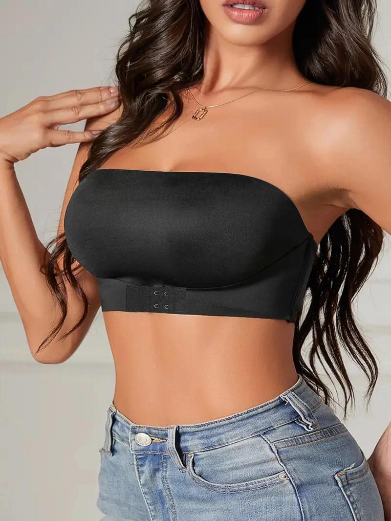 Women’s Strapless Seamless Bra, Wireless Front Button Bralette with Smooth Support, No Padding Comfortable Fit for Daily Wear, Layering, Lounge & Casual Outfits