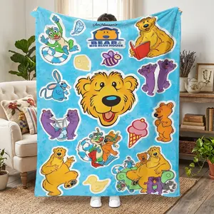 Bear in the Big Blue House Blanket – Kids & Adult Ultra Soft Flannel Snuggle Blanket, Funky Cartoon Throw, Huge Lightweight Air-Conditioner Blanket for Sofa, Living Room, Bedroom Decor, All-Season Birthday & Holiday Gift
