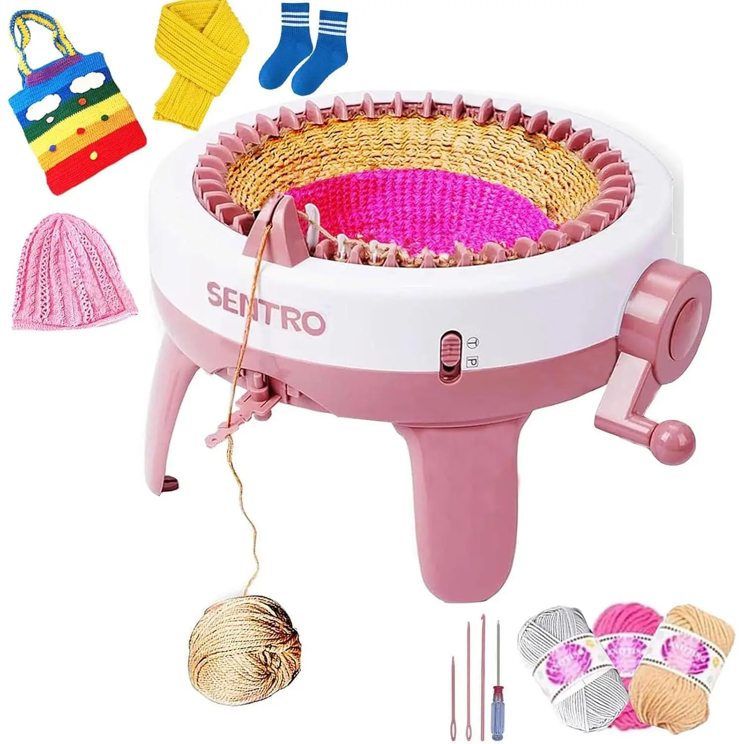 Knitting Machine,40  Knitting Machine,  Circular Crochet Knitting Loom Machine for /Adults Beginners, Circular Weaving Knitting Loom Machine Kit for Hat,Socks,Scarves,Gloves