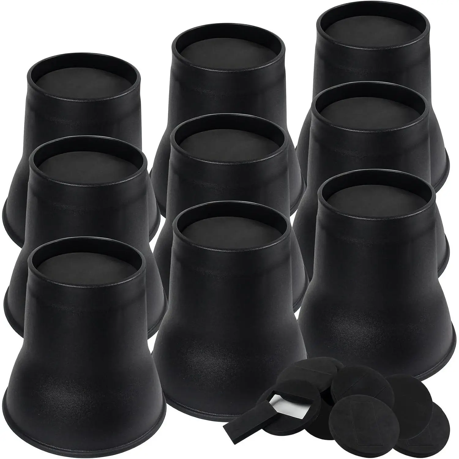 DEDU 6 Inch Heavy Duty Bed Risers 9 Pack, Furniture Risers with Caster Pads Support Up to 6600 Lbs, Round Black Couch Risers for Sofas, Beds, Desks, Chairs