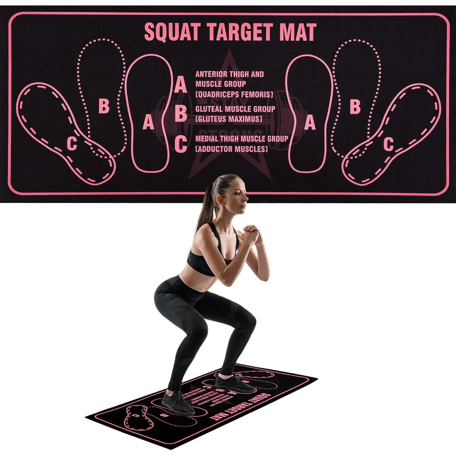 Squat Mat with Foot Position - 30"x 13.8" Non-Slip High-Density Pad for Safe Squats, Improving  Activation &  Gym Workouts
