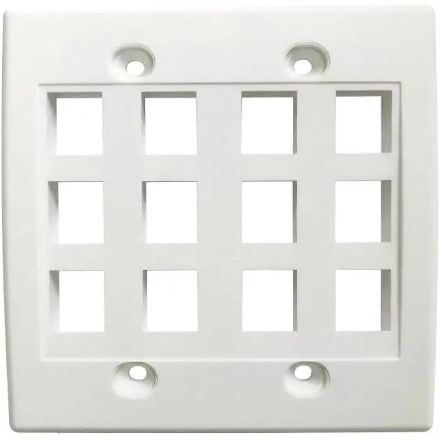 12 Port  Wall Plate 2-gang Compatible with Standard  Jack and Modular Inserts (1-Pack)