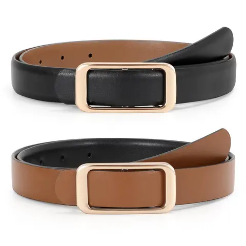JASGOOD Women Reversible Leather Belt Two-in-One Ladies Fashion Skinny Waist Belt for Pants Jeans  Dresses