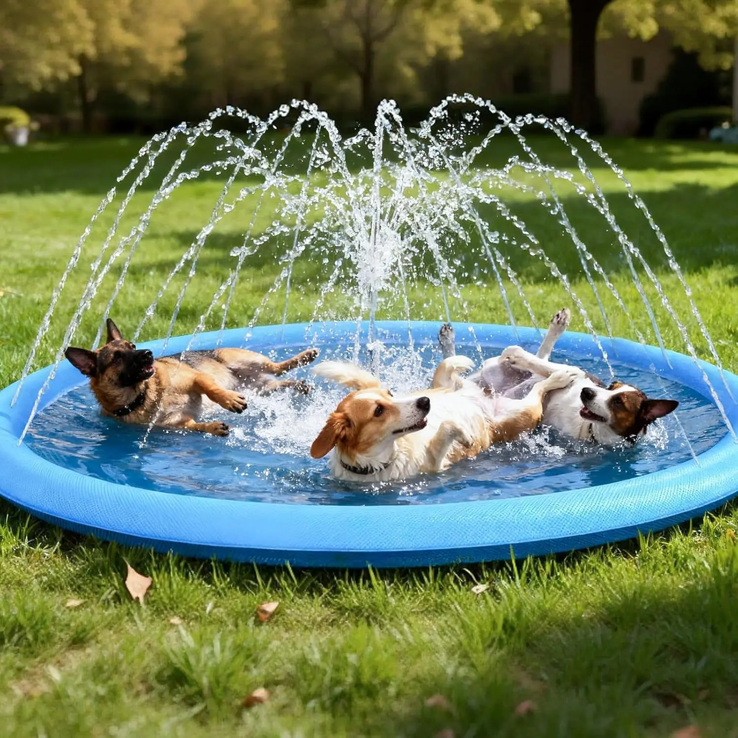 Slip-Resistant PVC Pet Spray Pad, Cooling Splash Mat for Outdoor Fun – Dog Water Pad for Lawn Play, Kids’ Summer Splash Toy, Letter Print