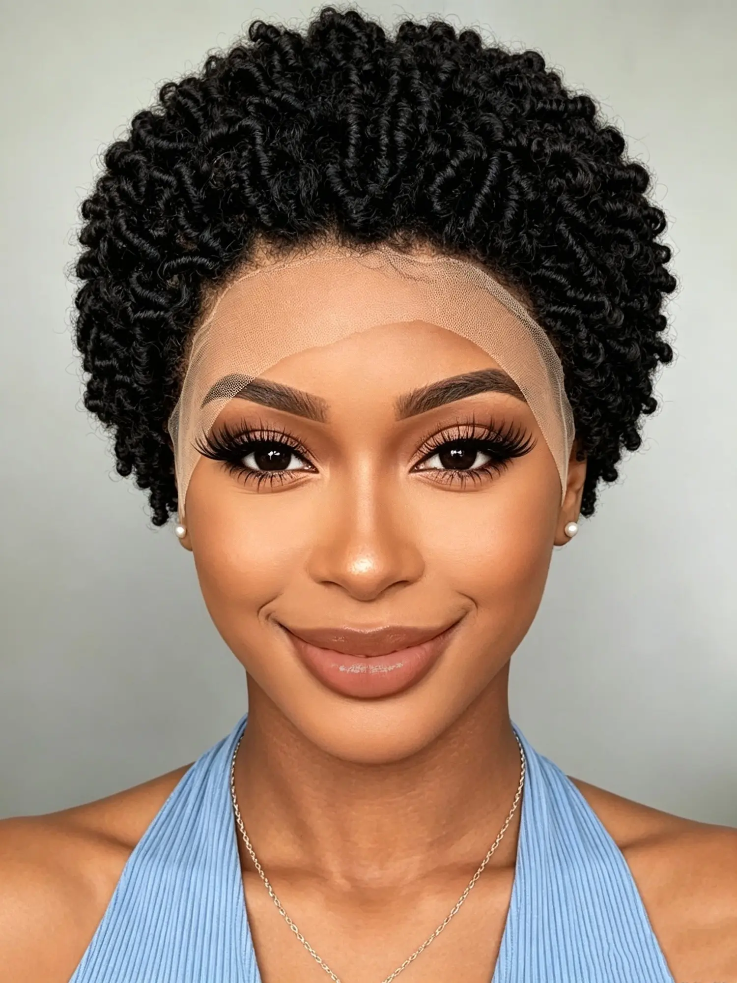 Short Bob Pixie Cut Wig, Human Hair Transparent 13x4 Lace Front Curly Frontal Wigs for Women