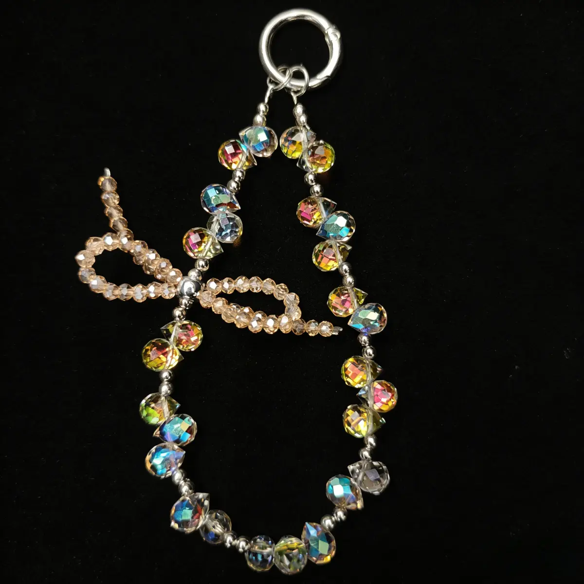 Crystal Phone Wrist Strap Phone Charm Chain Keychain Beaded Cellphone Lanyard with Tether Tab Hands-Free Wristlet Bracelet Wrist Grip Strap for Women