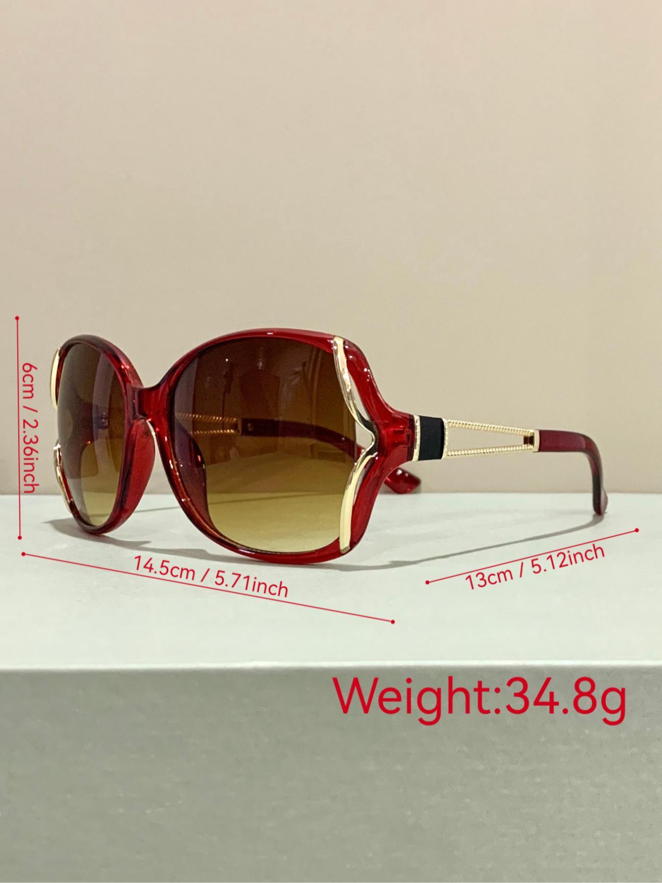 Women's Fashion Trendy Elegant Large Frame Glasses, Hollow Frame Legs, Casual Style, All Season Wear, PC Lens, Perfect for Vacation