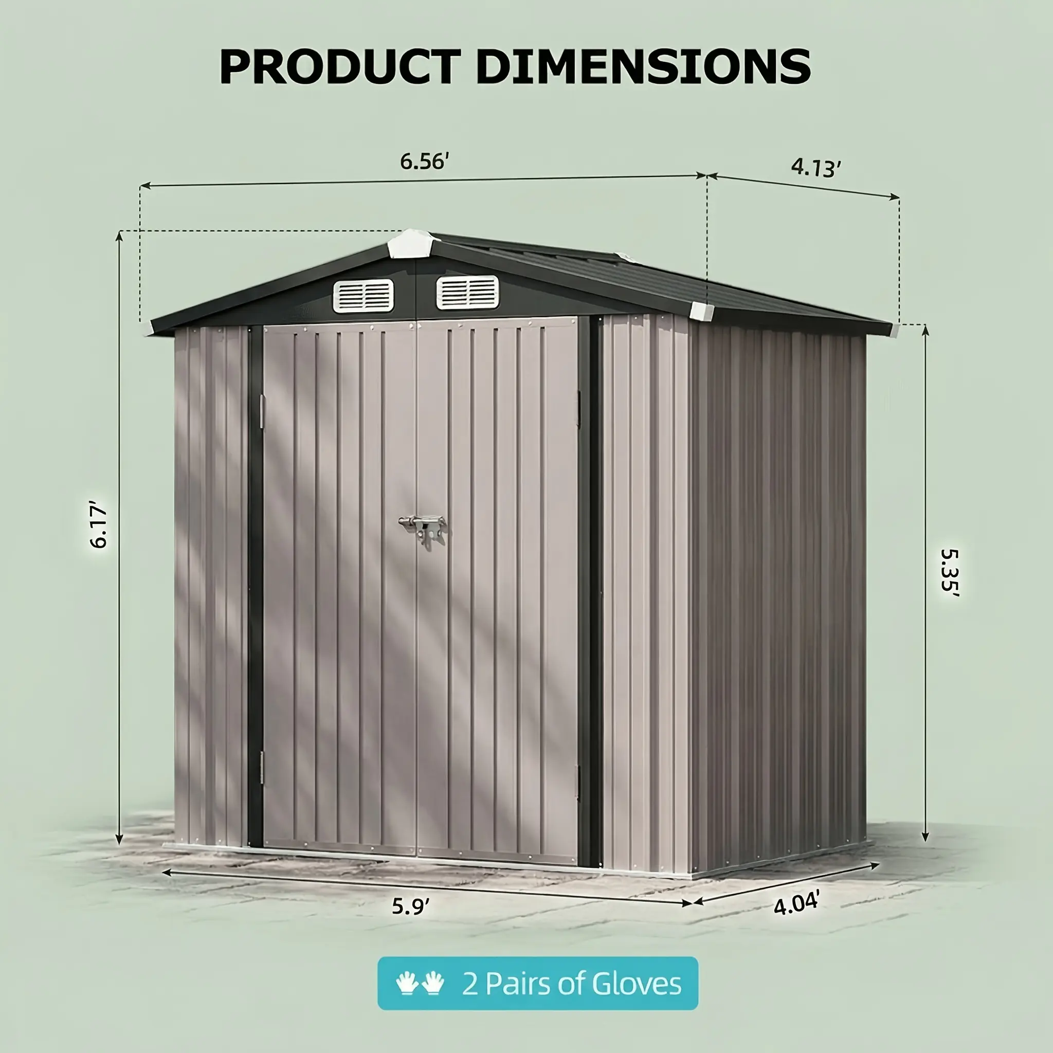 UFFIGAMA 6x4/3x2/5x3ft Outdoor Metal Storage Shed, Basic/with Base/with Floor Option, Waterproof Garden Utility Tool Storage House, Heavy Duty Outdoor Organizer for Backyard Patio Lawn Brown
