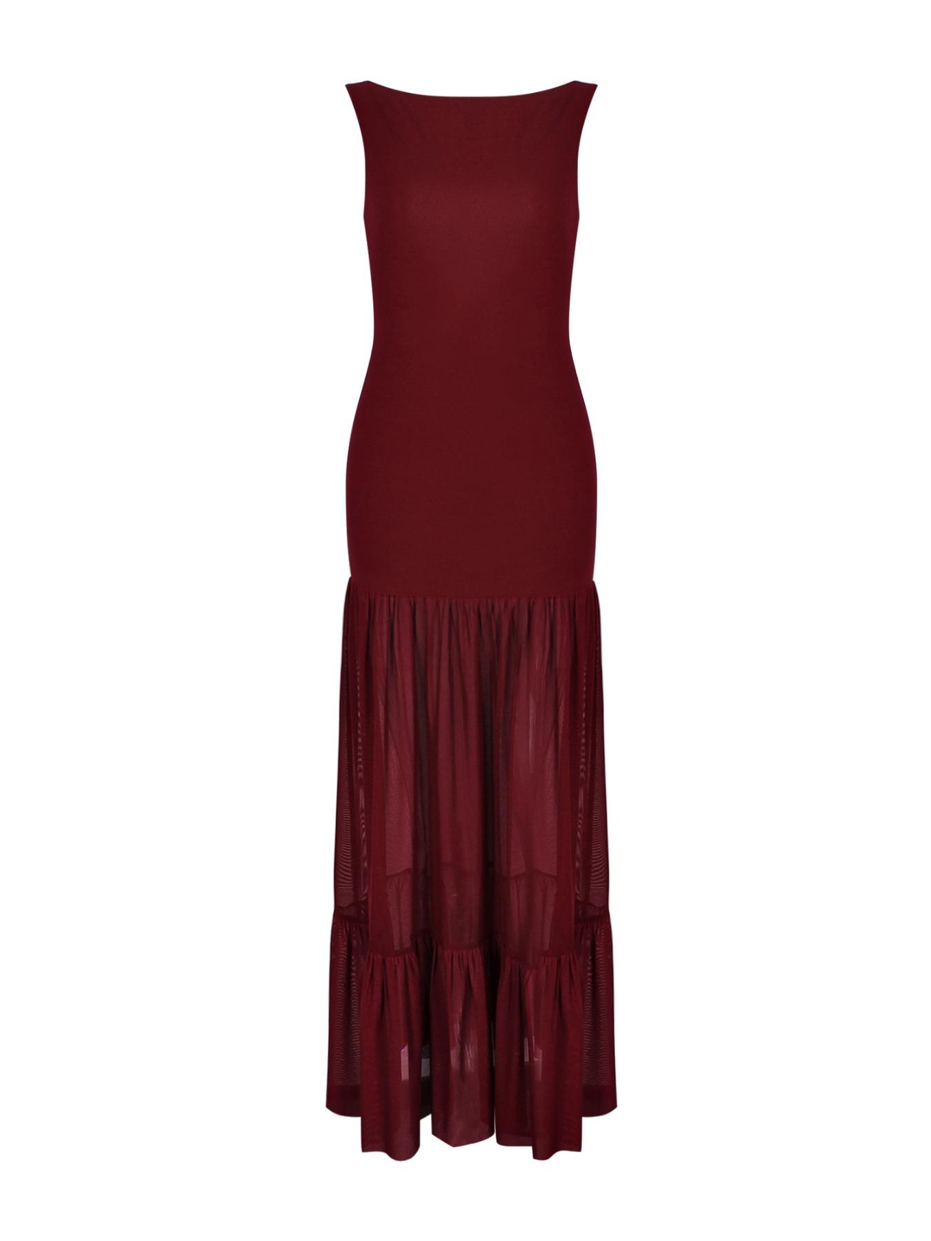 Elegant Backless Tull Slim Evening Party Dress Solid Women Wedding Guest Dress Gown