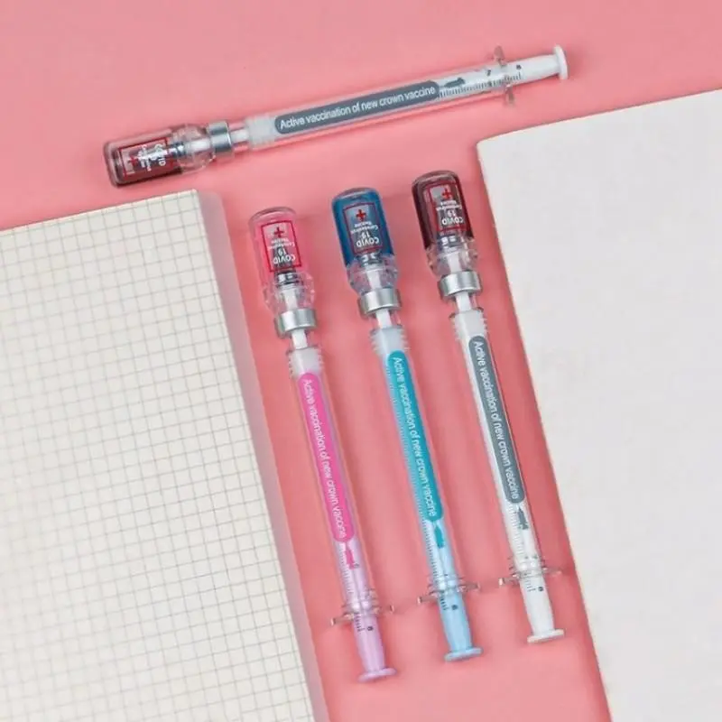 6/12 Pack Injection Pen Set, 0.5mm Ink Needle Pens, 6.18 Inch Writing Pens, Medical Gel Pens for Nurses, Office Party Gifts