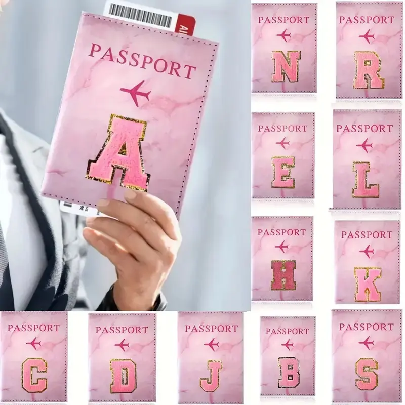 Stylish Initial Letter Pattern Passport Holder, Portable Travel Casual Card Wallet