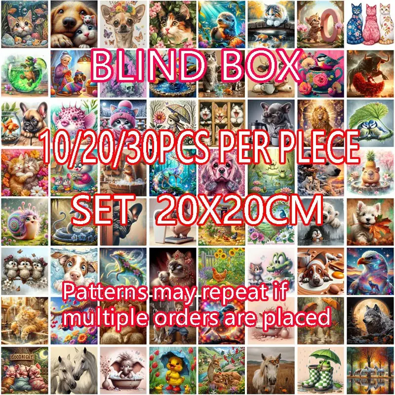 10pcs/20pcs/30pcs Diamond Painting Kit, DIY Craft Set, Round Diamond Art, Beginner Relaxing Handmade, Animal Theme, Handmade Gifts, 20x20cm, Perfect Gift