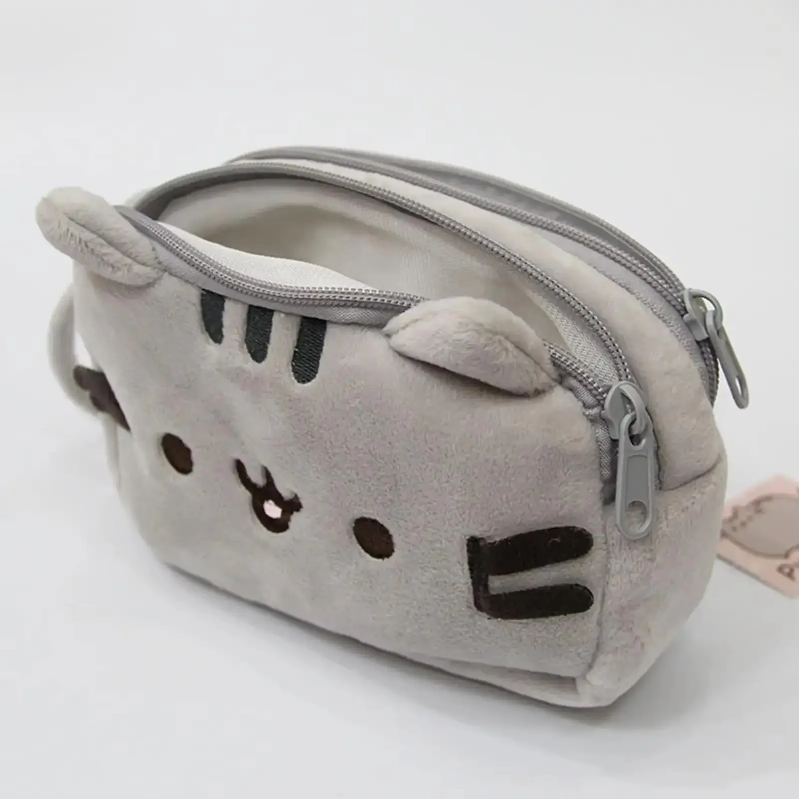 1pc Adorable Gray Cat Plush Organizer Bag, Multi-Functional Pen Case & Makeup Bag, Outdoor Sports Clutch, Home Storage Solution, Compact Size