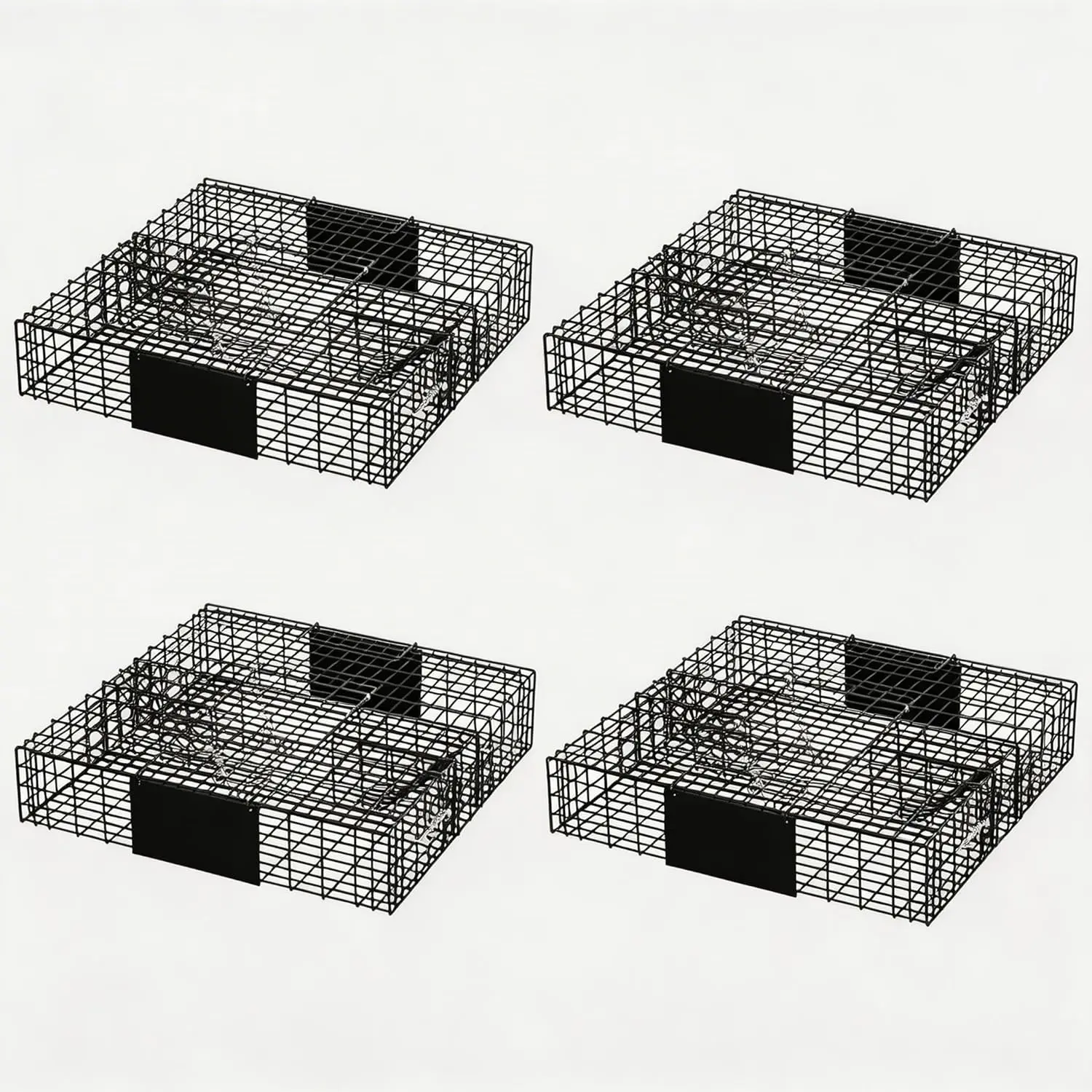 4 Pack Humane Multi-Door Metal Wire Squirrel Trap with Carrying Handle, Live Animal Catch-Release Cage for Chipmunks, Squirrels in Gardens, Outdoor Areas (Indoor Use Compatible), Outdoor Yards