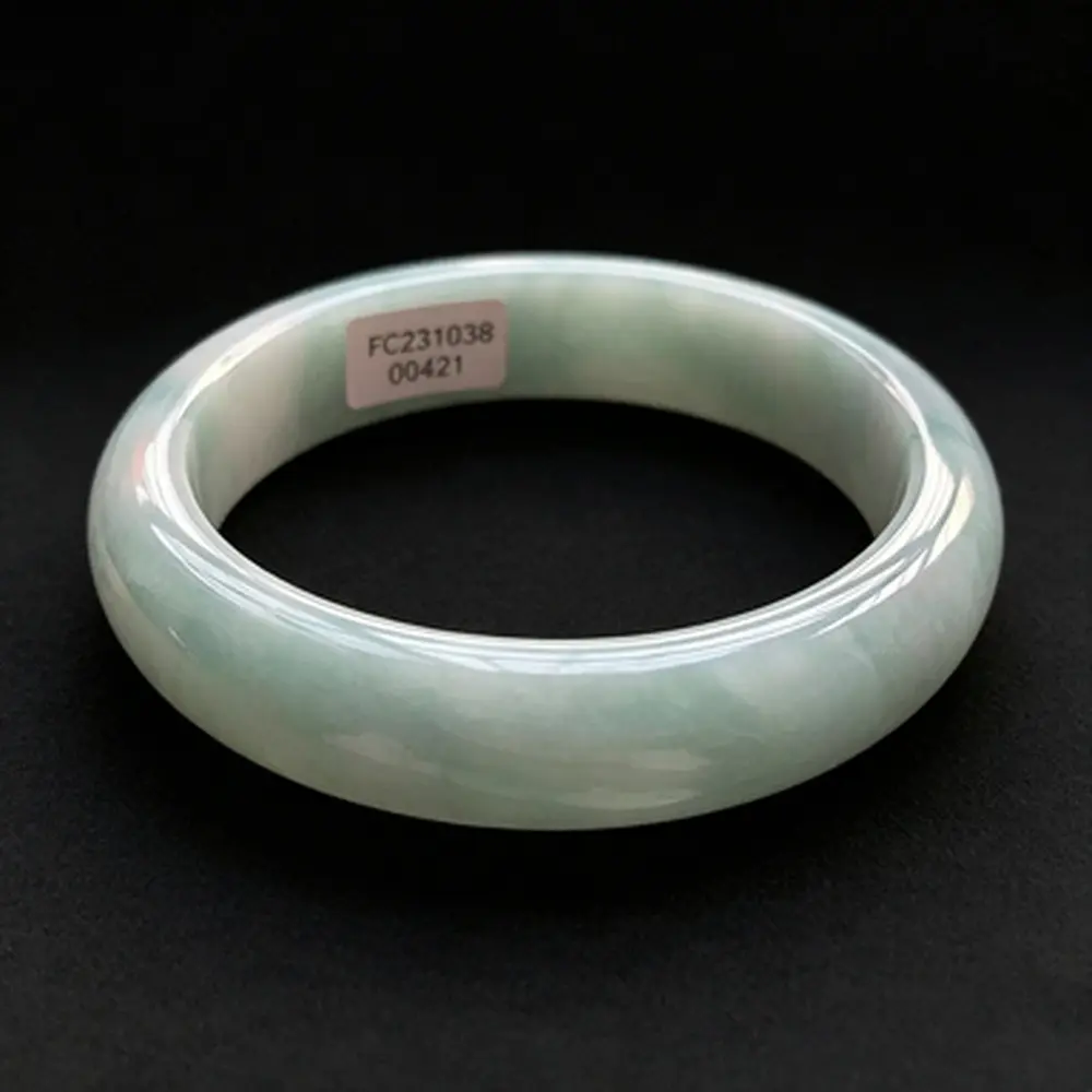 Women's Burmese Jadeite Bangle - Standard Round Shape, Floating Color Lake Green, Fine Waxy Base, Collectible Rare Stone Bangle, Ideal Gift Item, Single