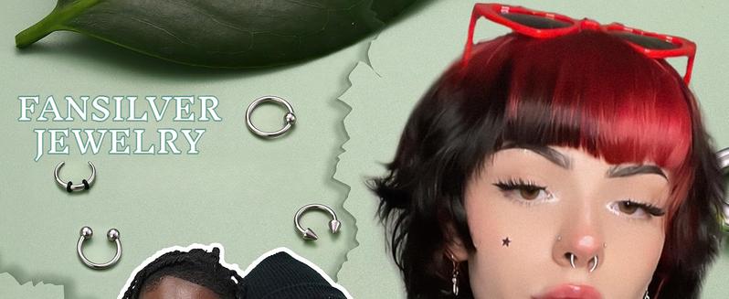 Fansilver Steel Septum Kit - 2G to 14G Septum Rings, Pincher, Tapers & Gauge, Nose Piercing Jewelry - Silver & Black Tone