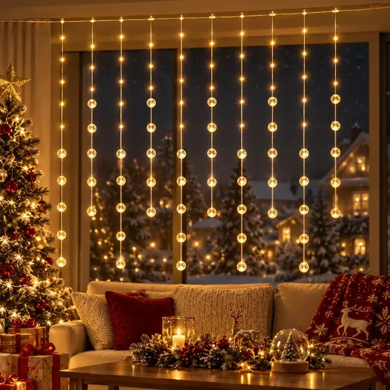 USB Powered Hanging LED Bubble String Lights, 8 Dimmable Modes, Outdoor Decor, Perfect for Festive Atmosphere, Home, Backyard, Balcony
